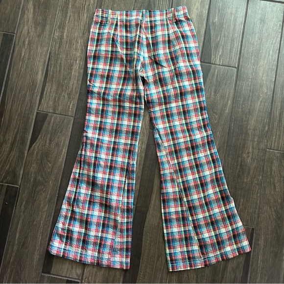 Free People Cristina Low-Rise Flare Plaid Pants in Multi Plaid Check Sz 4 - Picture 6 of 8